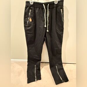 Black Goth cotton Jogger Pants with Zipper Details